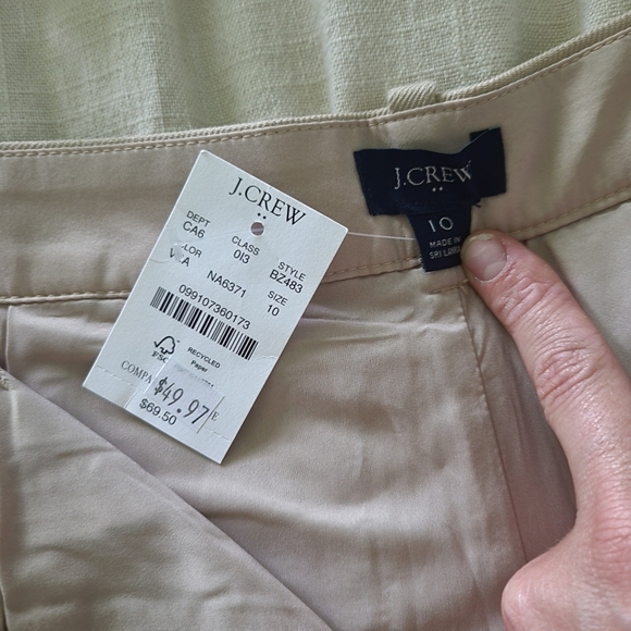 BZ483 J. Crew Refined Linen-Blend Structured Short in Sandstone Tan Size 10 NWT - Picture 6 of 9